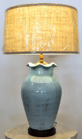 Pair Ceramic Table Lamps- Blue-Green